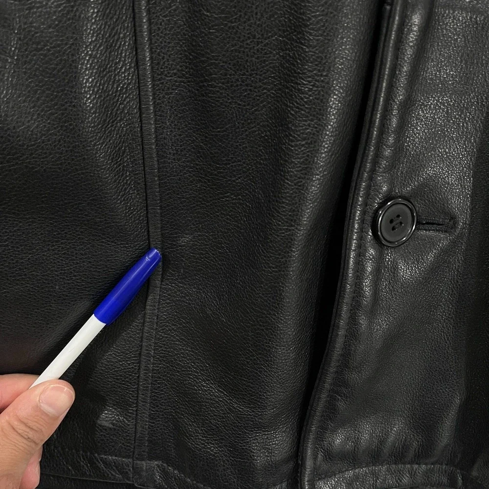 VTG Banana Republic Leather Jacket Mens‎ L Moto 90s Button Grunge Biker